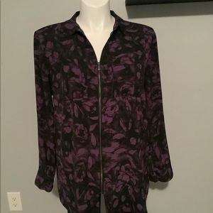 Sheer Tunic with Rollup Tab Sleeves